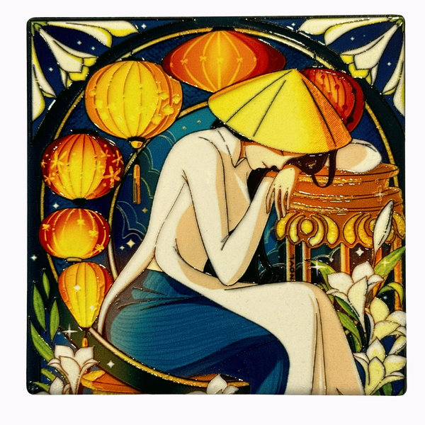 3D Ceramic Square Shape Áo Dài LiLy