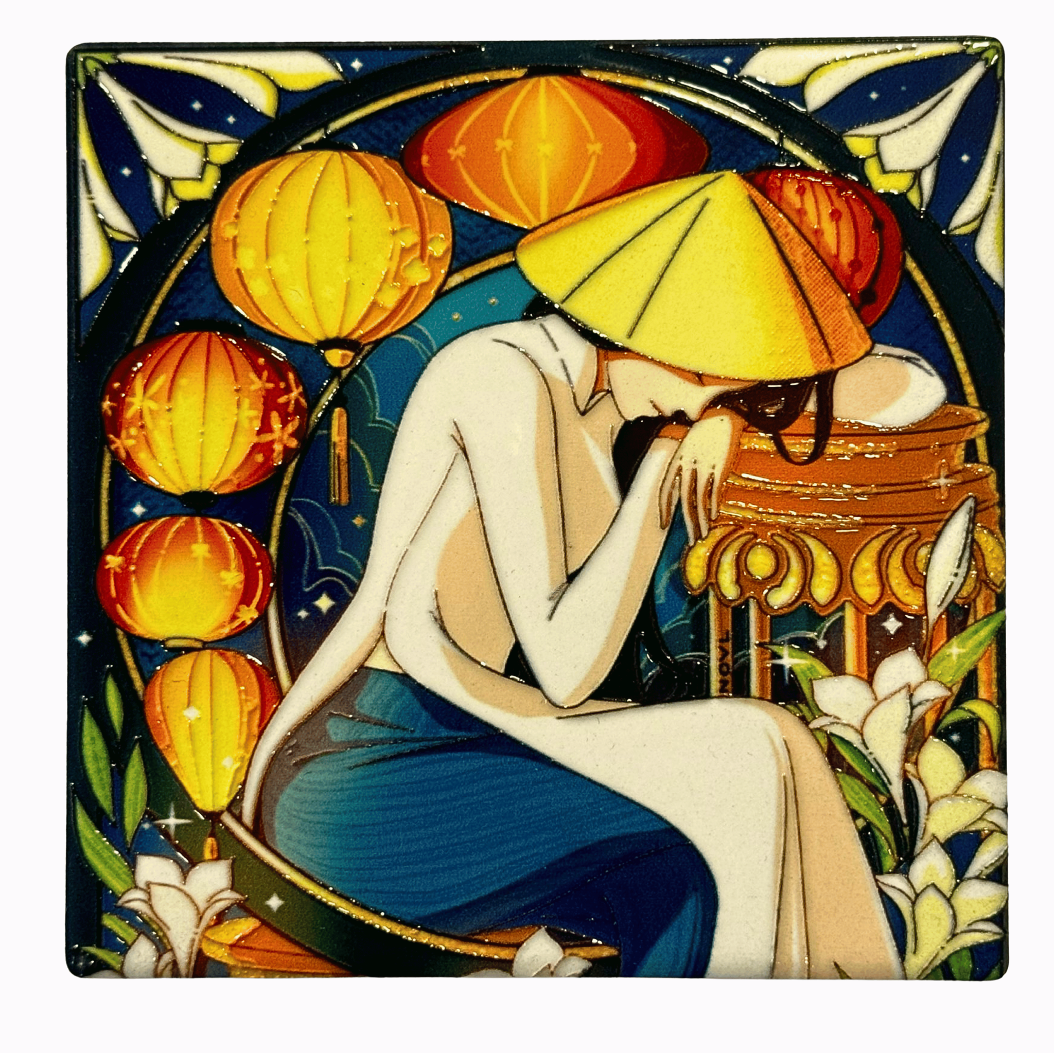  3D Ceramic Square Shape Áo Dài LiLy 