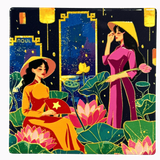  3D Ceramic Square Shape Two Ladies 2 