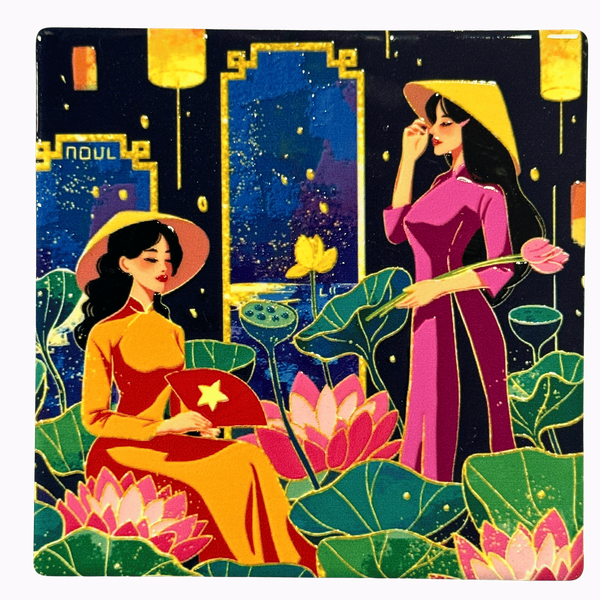 3D Ceramic Square Shape Two Ladies 2