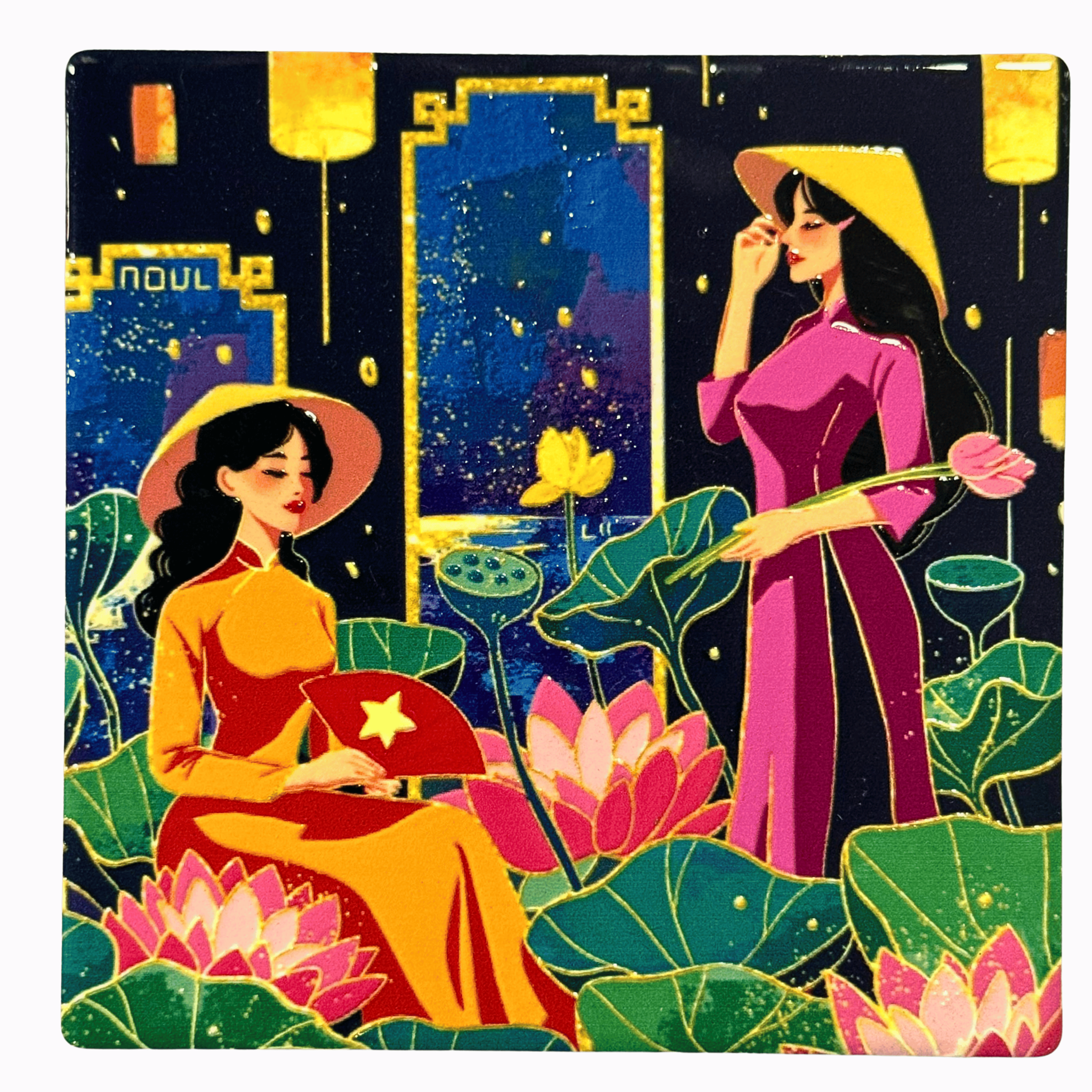 3D Ceramic Square Shape Two Ladies 2 