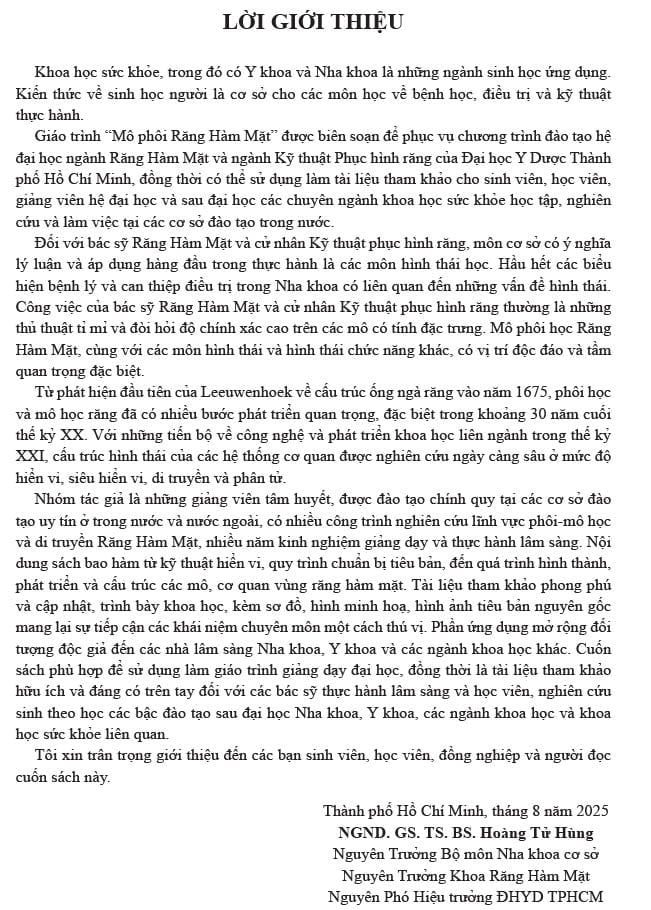  Sách Giáo trình giảng dạy đại học – Mô phôi Răng Hàm Mặt 