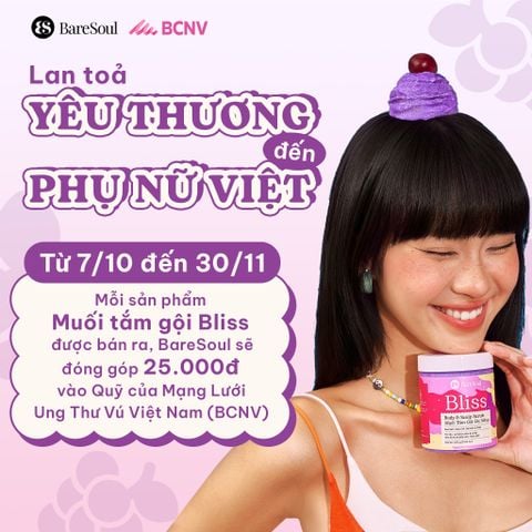  Muối tắm gội tím tẩy tế bào chết da đầu và body cho tóc tẩy nhuộm và da body khô, nhạy cảm Bliss BareSoul Salt Body & Scalp Scrub 330g - 11.64 oz 