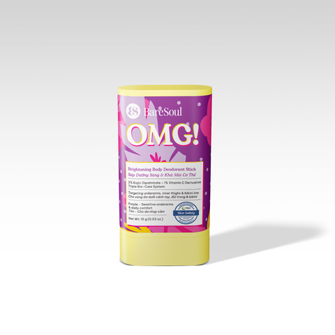  Sáp dưỡng sáng & khử mùi BareSoul OMG Tím 15g – Dành cho mẹ bầu và da nhạy cảm - Giúp làm sáng vùng nách, đùi trong, bikini 