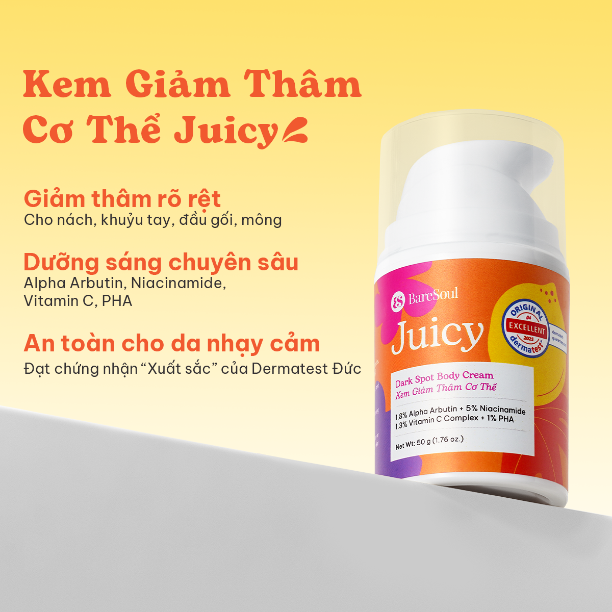  Kem giảm thâm, làm sáng cơ thể Juicy BareSoul Dark Spot Body Cream 50g - 1.76 oz 