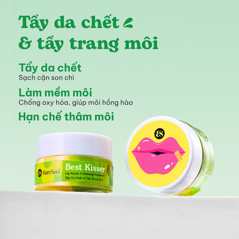  Tẩy Da Chết Kiêm Tẩy Trang Môi BareSoul Best Kisser Lip Scrub & Make Up Remover  20g 