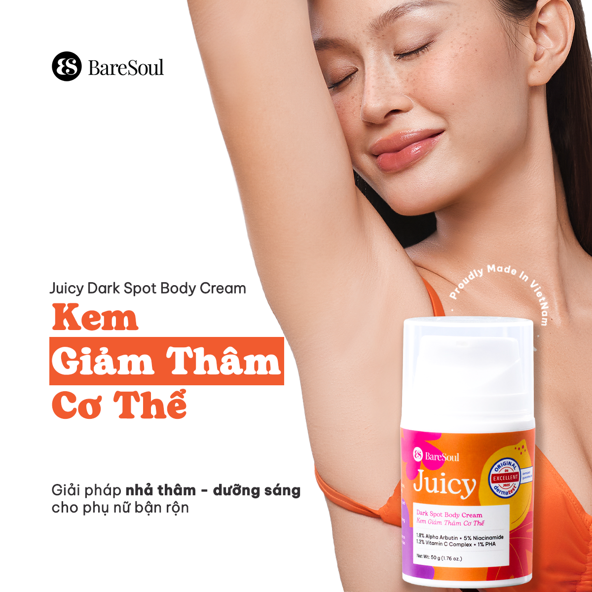  Kem giảm thâm, làm sáng cơ thể Juicy BareSoul Dark Spot Body Cream 50g - 1.76 oz 