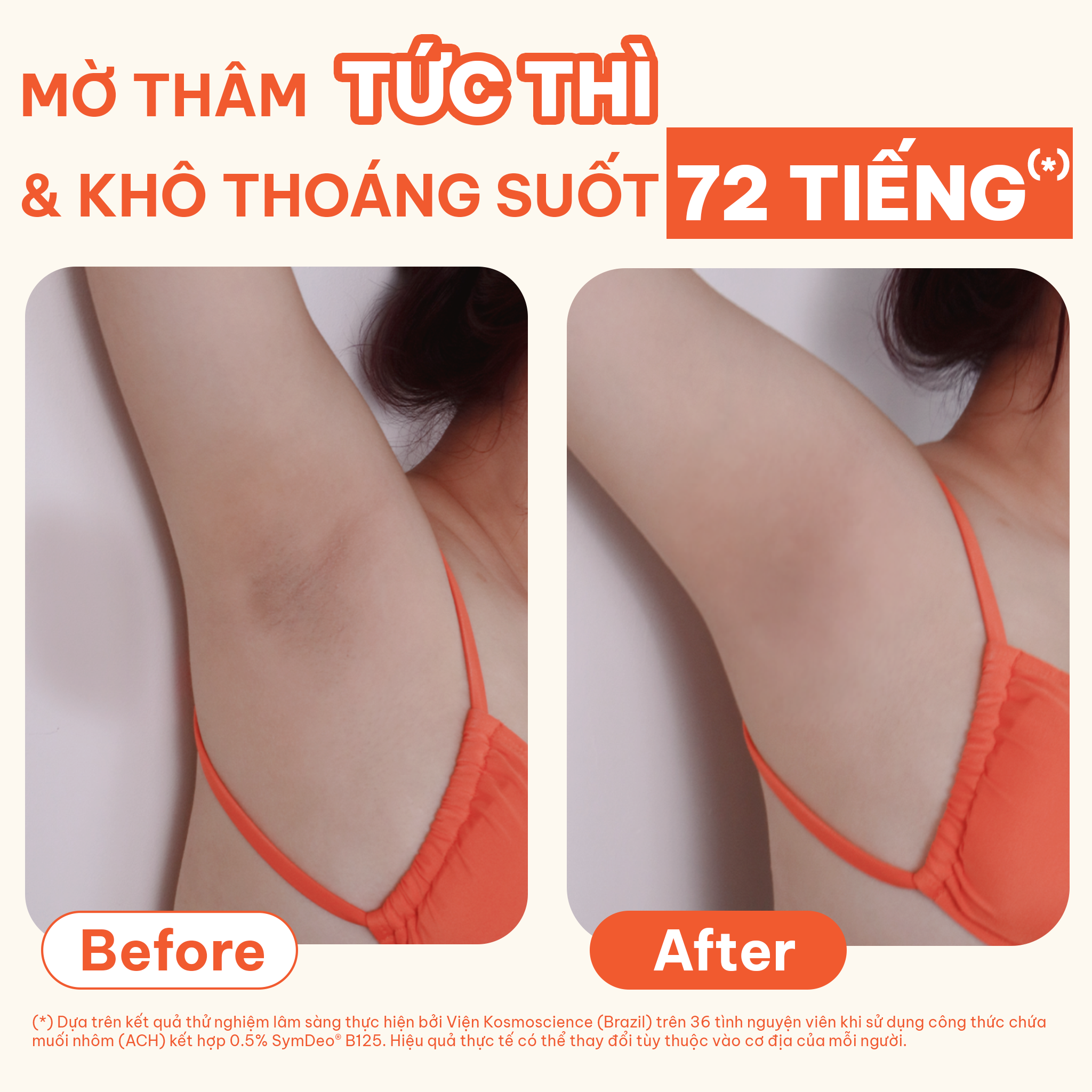  Sáp dưỡng sáng & che khuyết điểm, khử mùi BareSoul OMG Cam 15g - Che phủ tức thì - Giúp làm sáng vùng nách, đùi trong, bikini 