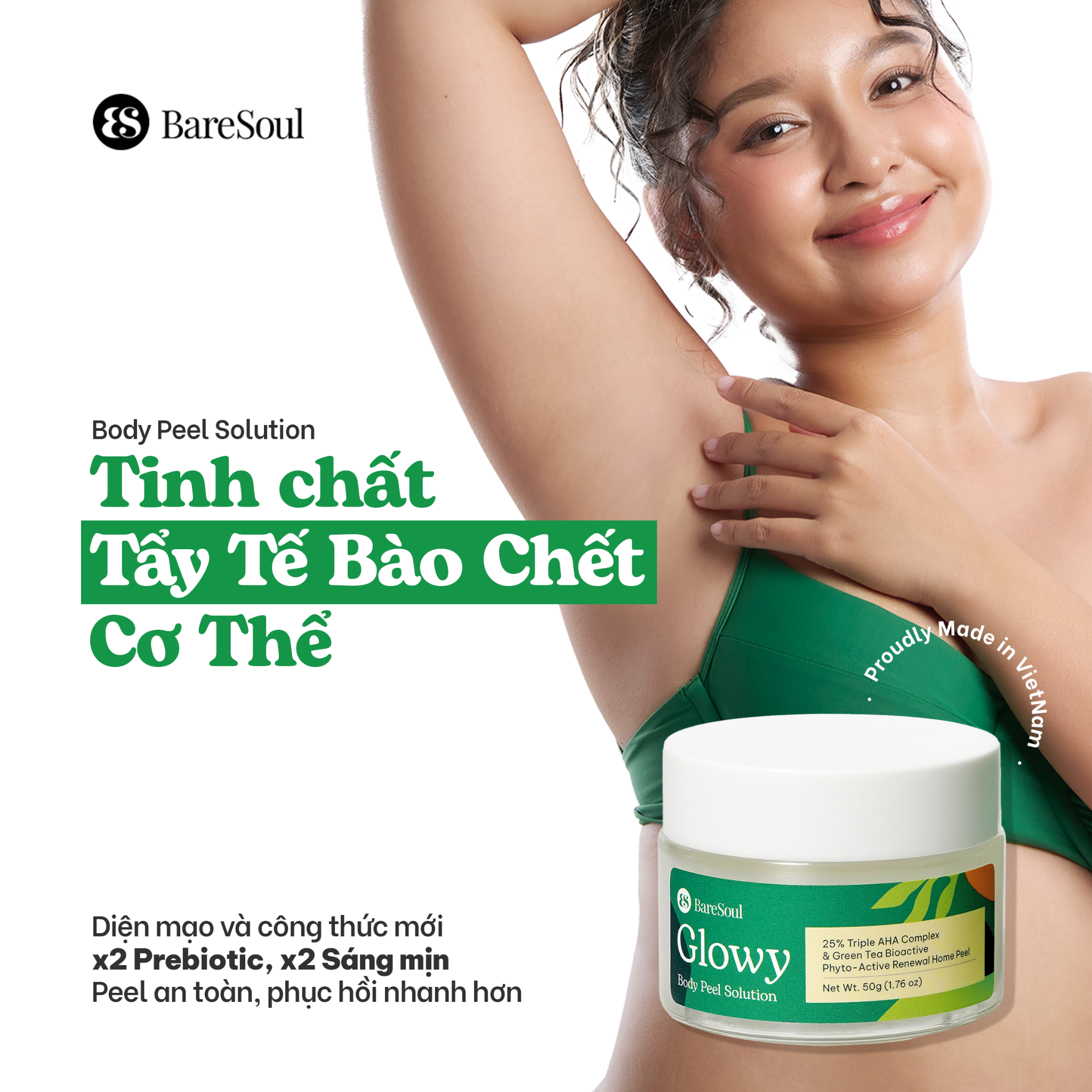  (Công thức mới) Tinh chất tẩy da chết cơ thể Glowy Body Peel Solution 50G 
