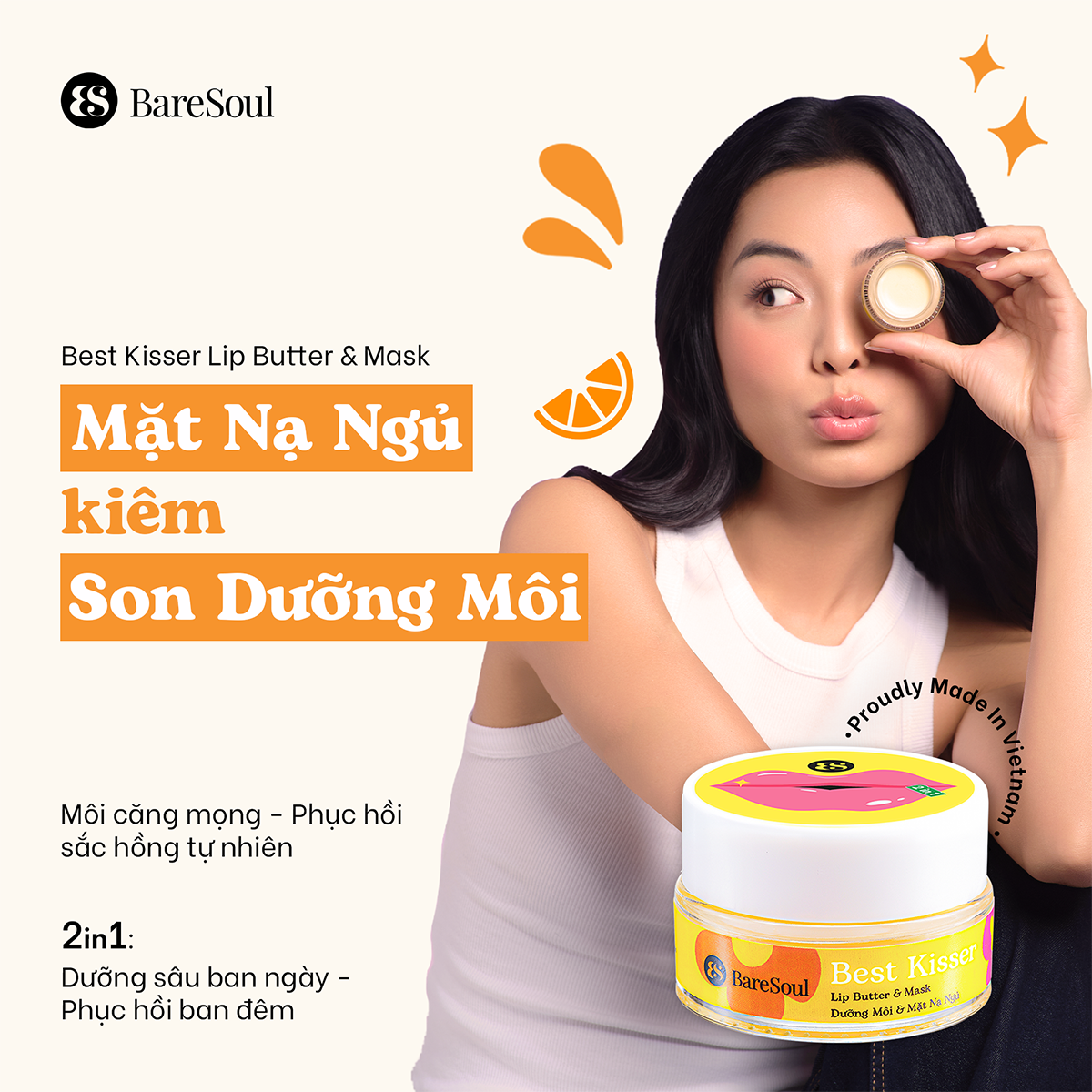  Mặt nạ ngủ cho môi kiêm son dưỡng Baresoul Best Kisser Lip Butter & Mask 10g 