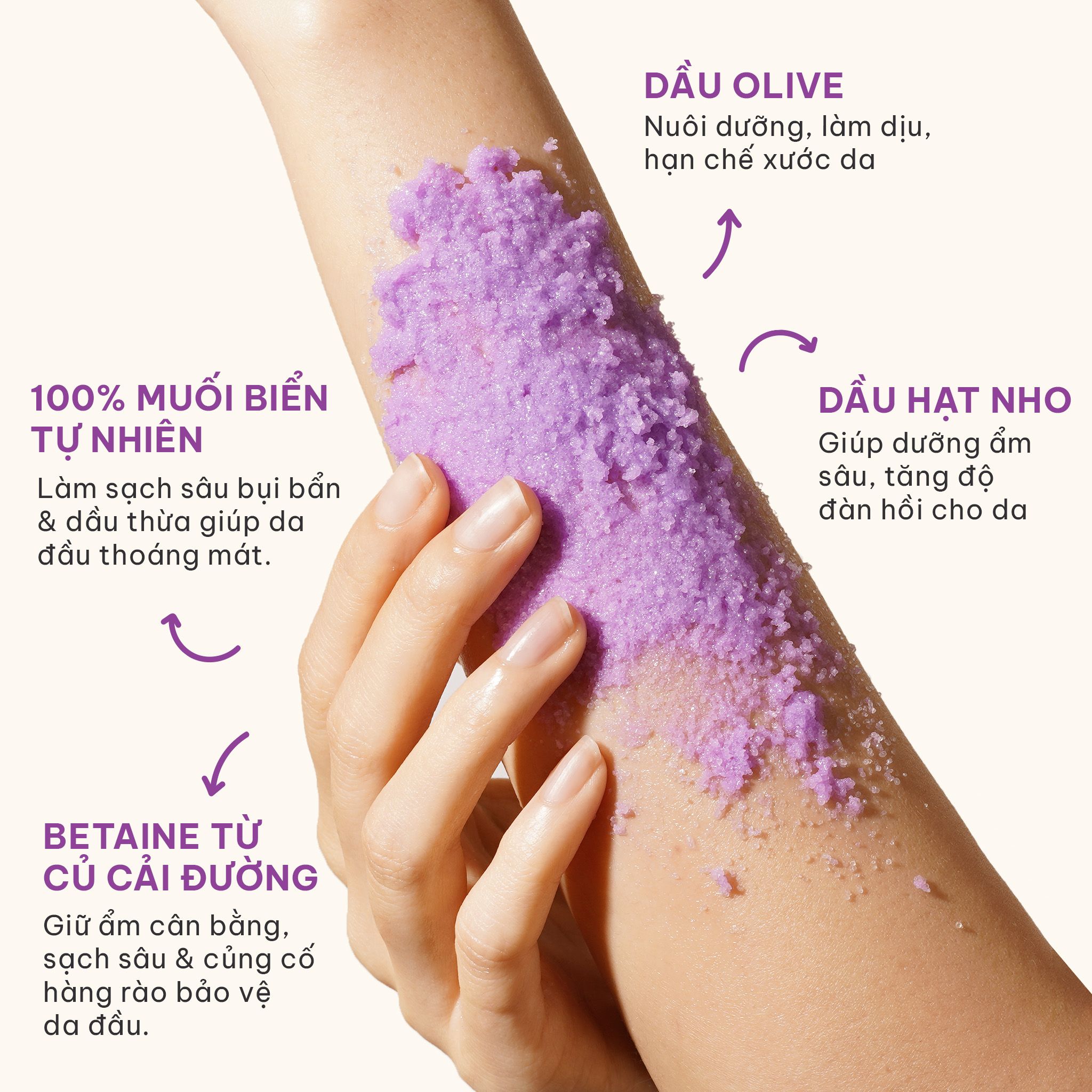  Muối tắm gội tím tẩy tế bào chết da đầu và body cho tóc tẩy nhuộm và da body khô, nhạy cảm Bliss BareSoul Salt Body & Scalp Scrub 330g - 11.64 oz 