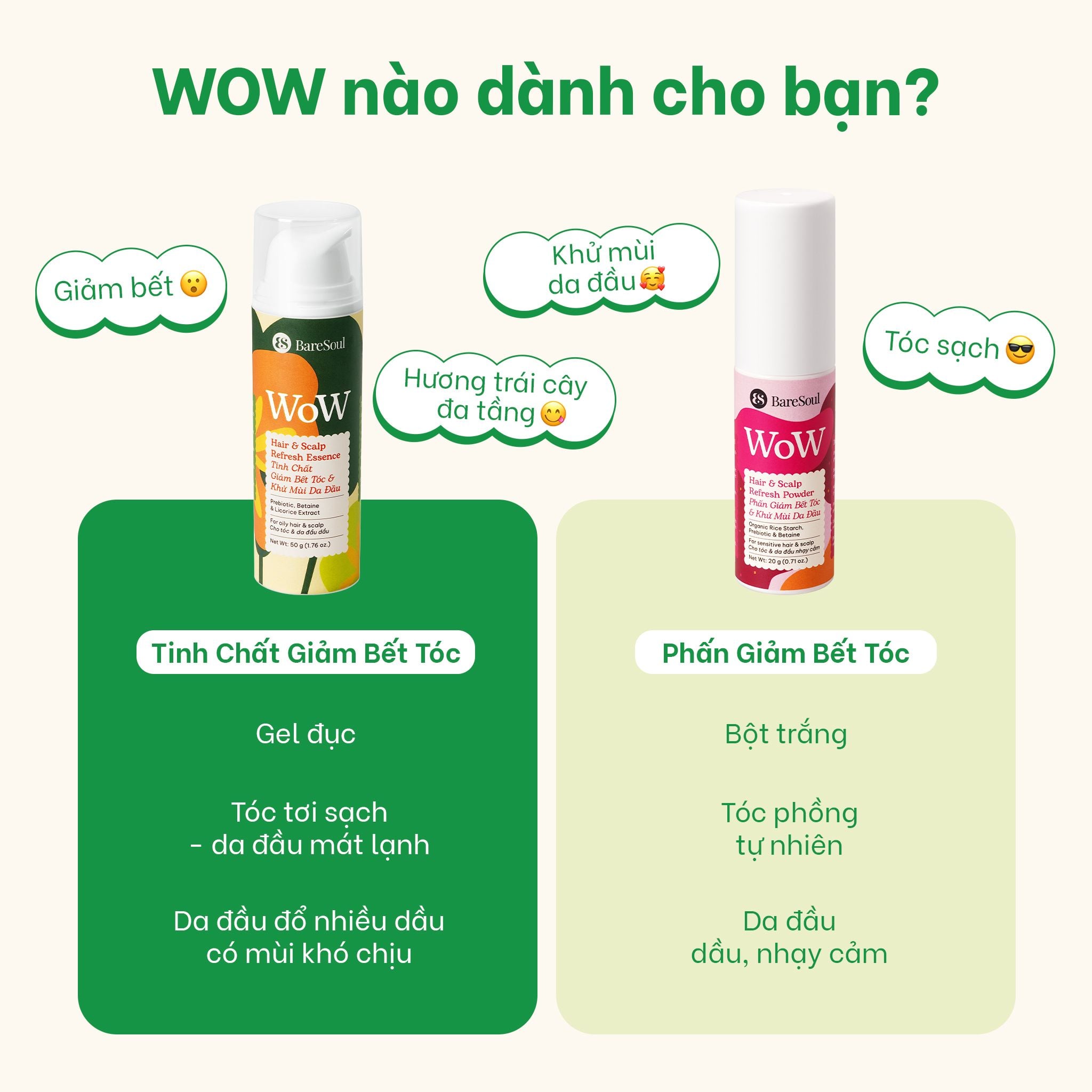  BareSoul Gel Tinh chất làm sạch, kiềm dầu, giảm bết tóc, giúp tóc tơi & khử mùi da đầu WoW BareSoul Hair & Scalp Refresh Essence 50g - 1.76 oz 