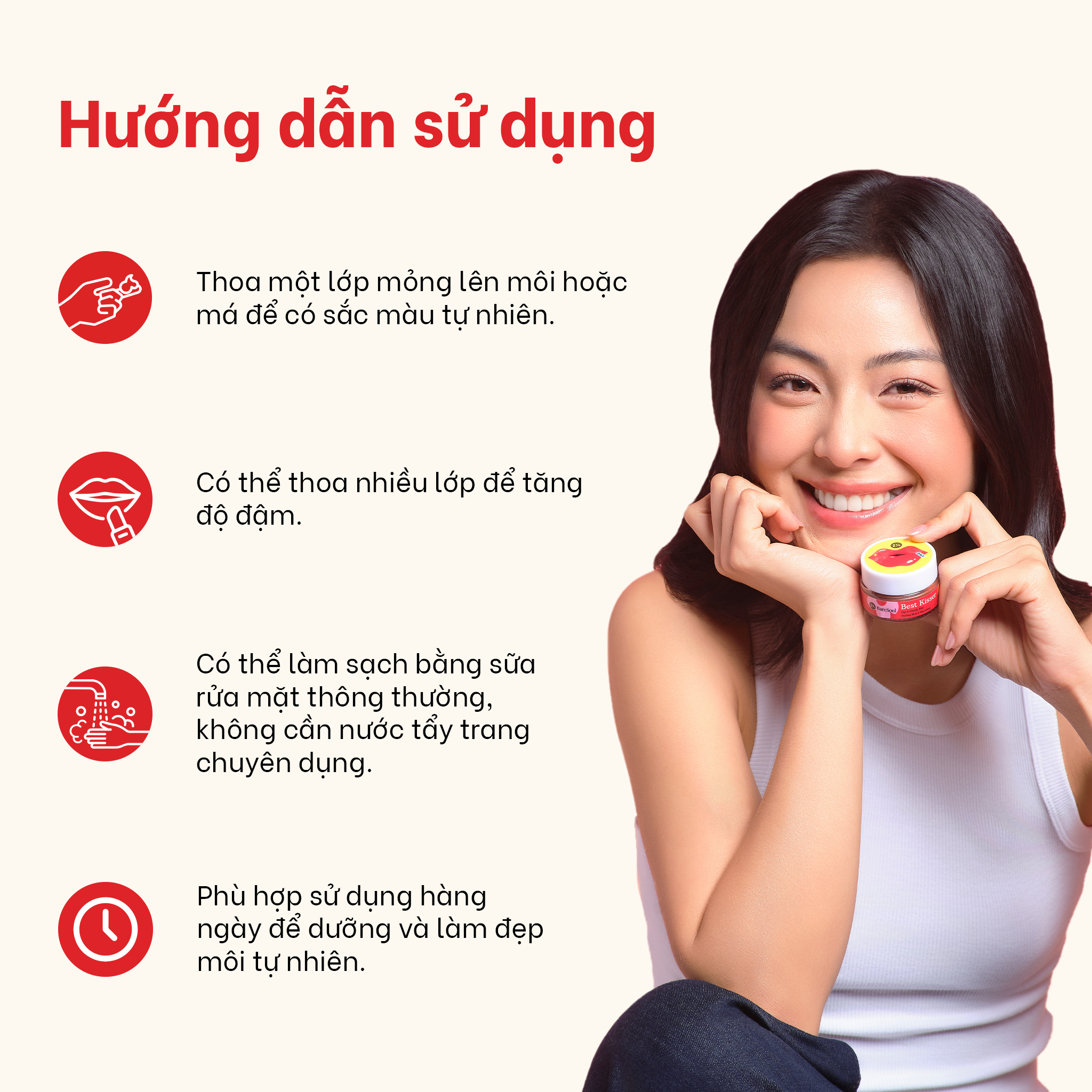  Son dưỡng có màu kiêm má hồng giúp làm hồng môi và má tự nhiên BareSoul Lip & Cheek Tint 10g 