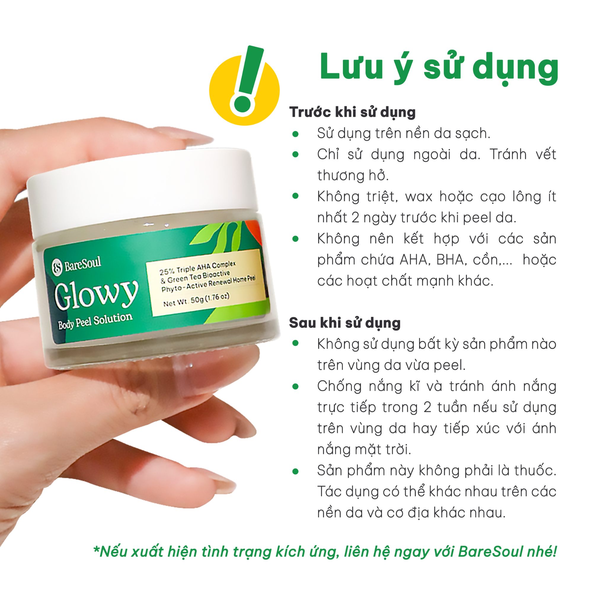  (Công thức mới) Tinh chất tẩy da chết cơ thể Glowy Body Peel Solution 50G 