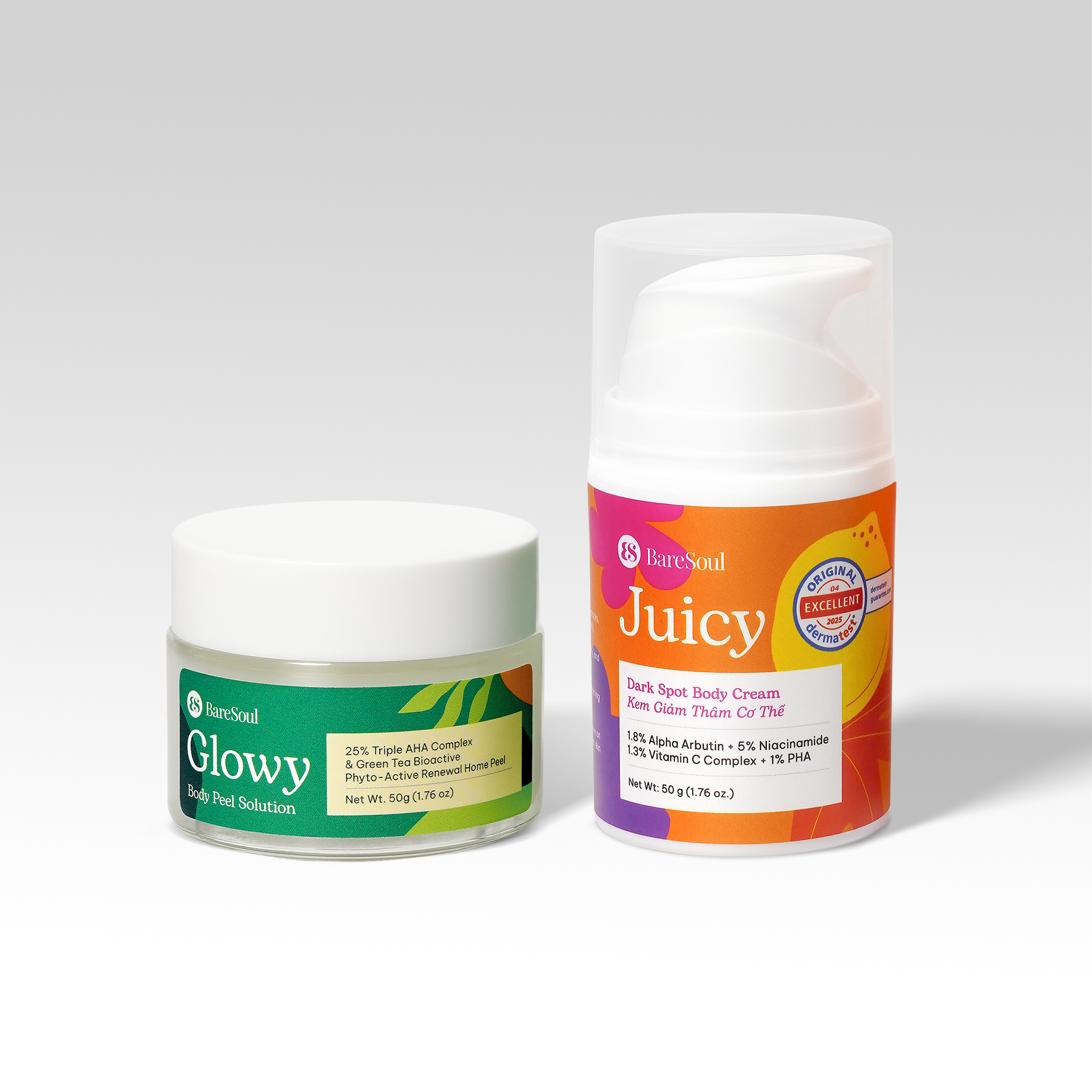 COMBO Peel Glowy 50g, kem dưỡng Juicy 50g giúp làm sáng, giảm thâm mông, nách, bikini, đầu gối, khuỷu tay 