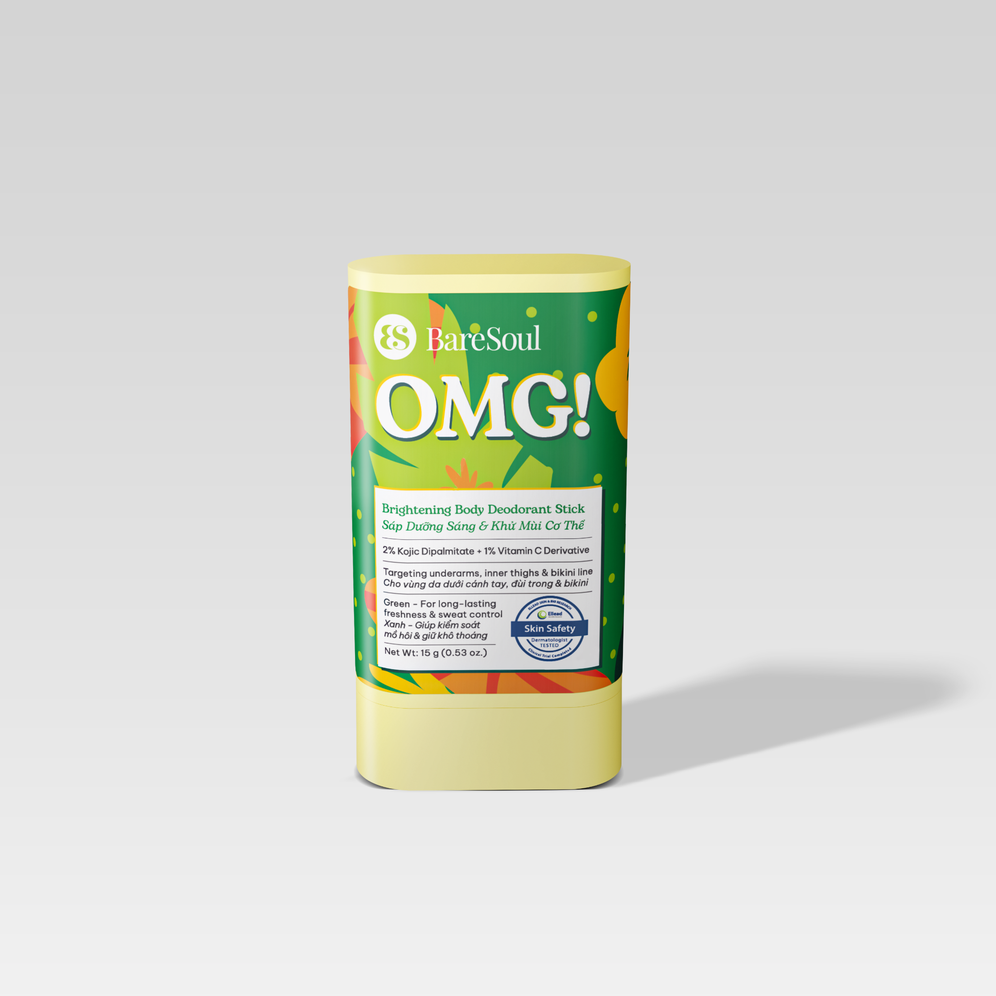  Sáp dưỡng sáng & khử mùi BareSoul OMG Xanh 15g – Dành cho người đổ mồ hôi nhiều- Giúp làm sáng vùng nách, đùi trong, bikini 