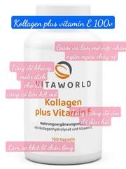 Viên uống Kollagen kết hợp vitamin E Vitaworld chống lão hóa, làm đẹp da-lọ 100 viên