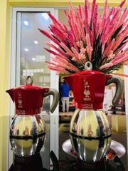 Ấm pha cà phê Bialetti Moka Induction 4 cốc - 6 cốc (màu đỏ) xinh đẹp dùng được bếp từ