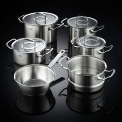 Bộ nồi Fissler Profi set 6 món vung kính kèm xửng hấp made in Germany