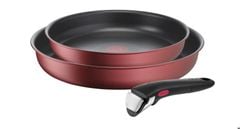 Set 2 chảo chống dính TEFAL 22 + 26cm Ingenio Daily Chef L3989622 cán rời màu đỏ made in France