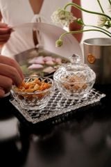 Set hũ pha lê 3 món BOHEMIA Crystal đựng đường, bánh kẹo (1 đĩa + 2 thố)