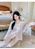  Pyjama dài lụa phối ren mềm PM4635 
