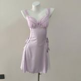  Aura Dress D9495 - Váy lụa satin phối lưới 