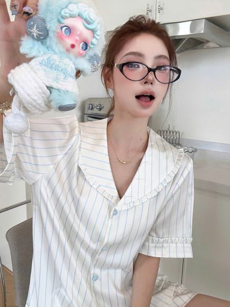 Glee PM6126-1 , Bộ pyjama lụa satin sọc 