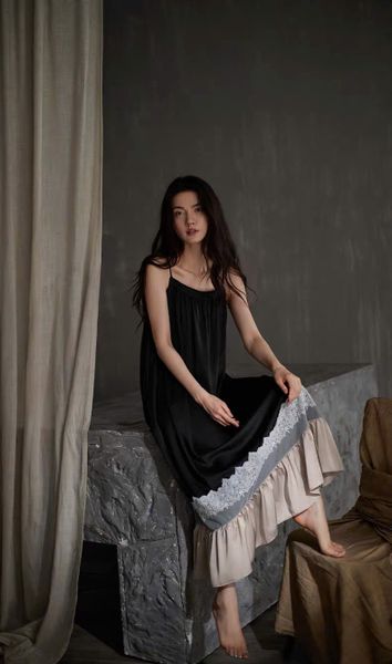  Harmony D6982 - Váy lụa dài phối màu 
