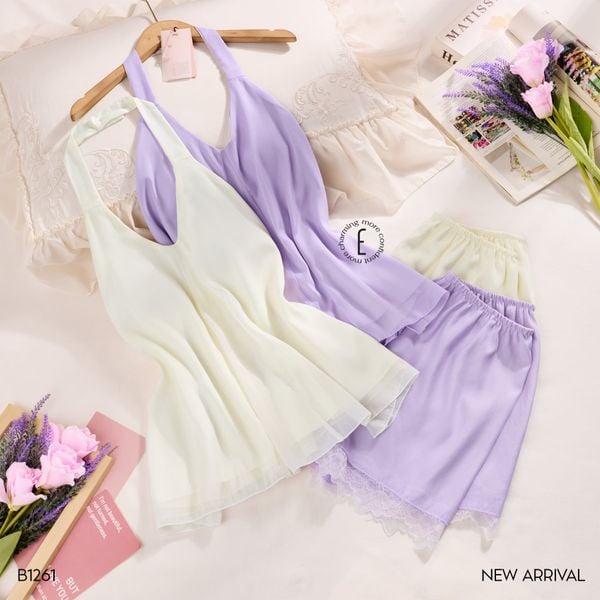  Halter Set - Bộ lụa cổ yếm hở lưng đệm ngực mỏng B1261 
