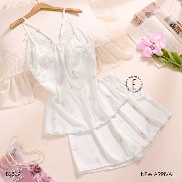  Bộ 2 dây lụa satin phối ren B2309 