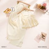  Bộ 2 dây dài lụa in hoa áo croptop B2565-1 