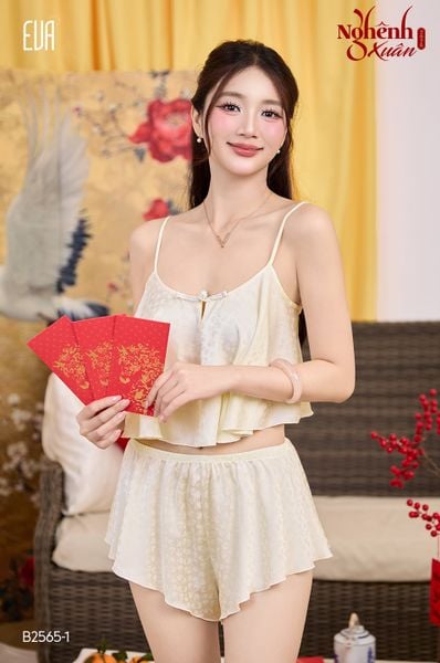  Xuân Nghênh - B2565 - Bộ 2 dây ngắn lụa in hoa 