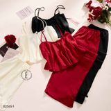  Bộ 2 dây dài lụa in hoa áo croptop B2565-1 