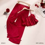  Bộ 2 dây dài lụa in hoa áo croptop B2565-1 