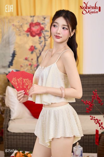  Xuân Nghênh - B2565 - Bộ 2 dây ngắn lụa in hoa 