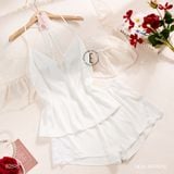  Divine B2595 - Bộ 2 dây ngắn lụa satin mềm lưng ren 