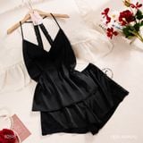  Divine B2595 - Bộ 2 dây ngắn lụa satin mềm lưng ren 