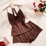  Divine B2595 - Bộ 2 dây ngắn lụa satin mềm lưng ren 