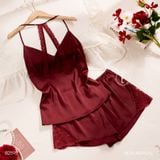  Divine B2595 - Bộ 2 dây ngắn lụa satin mềm lưng ren 
