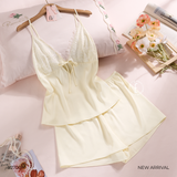  Vora B2700 - Bộ 2 dây ngắn lụa satin mềm phối ren 