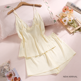  Vora B2700 - Bộ 2 dây ngắn lụa satin mềm phối ren 