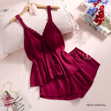  Mignonne B3775 (B83) -Bộ 2 dây ngắn lụa satin viền ren 