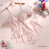  Mignonne B3775 (B83) -Bộ 2 dây ngắn lụa satin viền ren 