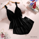  Mignonne B3775 (B83) -Bộ 2 dây ngắn lụa satin viền ren 