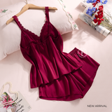  Mignonne B3775 (B83) -Bộ 2 dây ngắn lụa satin viền ren 