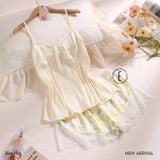  Limone B4620-1 , Bộ 2 dây ngắn lụa satin mềm phối ren 