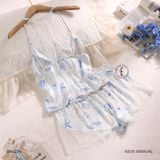  Nuage B4623-1 , Bộ 2 dây ngắn lụa satin mềm phối ren 