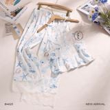  Marine B4623 - Bộ 2 dây dài lụa satin phối ren mềm 