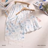  Marine B4623 - Bộ 2 dây dài lụa satin phối ren mềm 